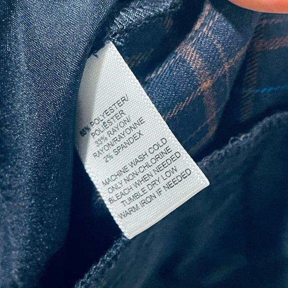 LOFT Navy Blue Plaid Straight Leg Trousers Women’s 4 - Picture 5 of 6